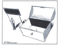 Behrendt in Het Parool van 2 decemeber 1982: demonstranten bij een lege schatkist.