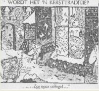 Wordt het 'n Kersttraditie? Net als Drees in 1958 'valt' De Quay vlak voor Kerst in 1960 (spotprent Opland, De Volkskrant)